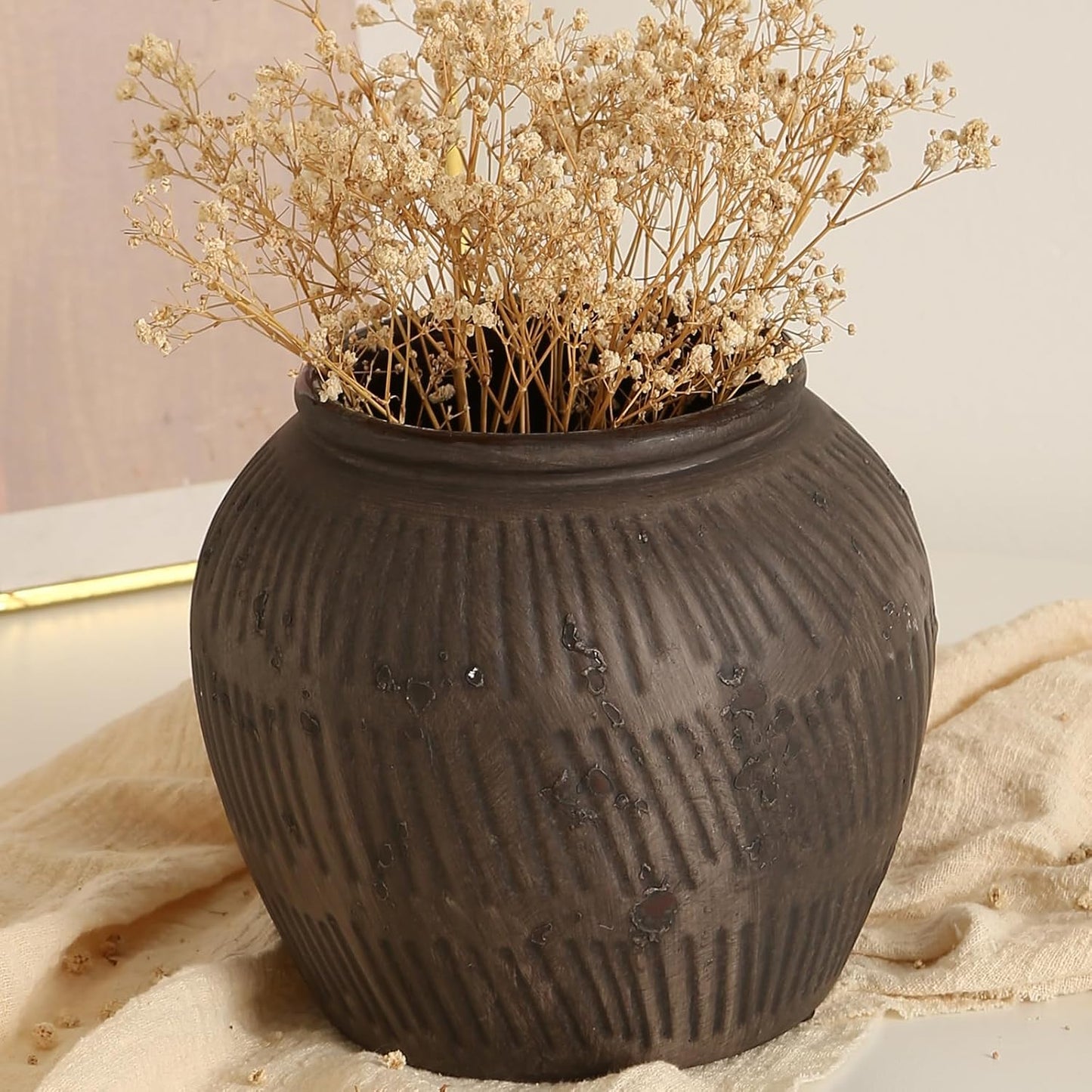 Rustic Vases for Home Decor. Ceramic Vase for Dining Table Decor. Terracotta Decorative Vase 6.1IN. ZSHLXM