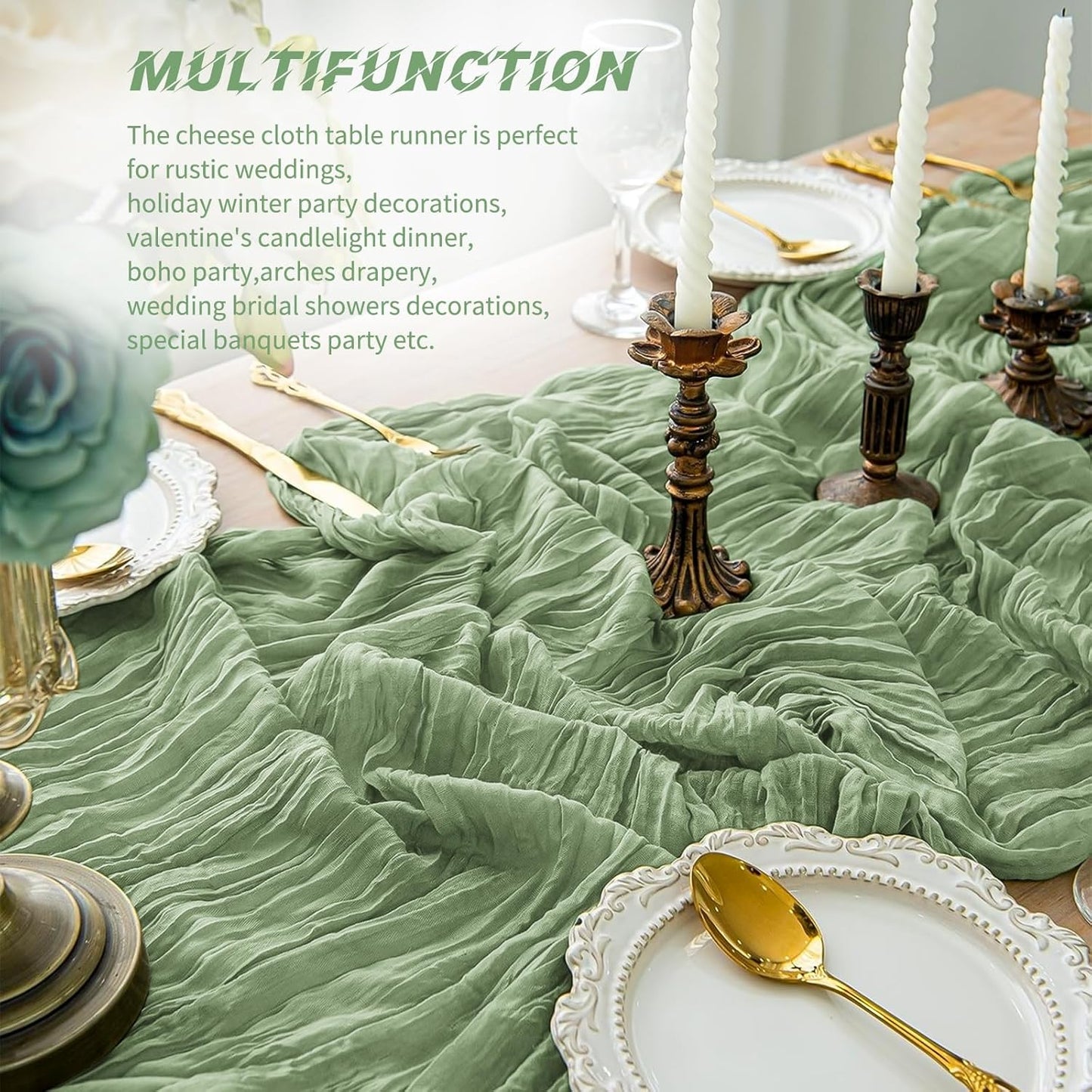 10 Pack Beige Cheesecloth Table Runner 17x108 Inch Boho Gauze Cheese Cloth Table Runners for Wedding Party Baby Shower Birthday Home Decor