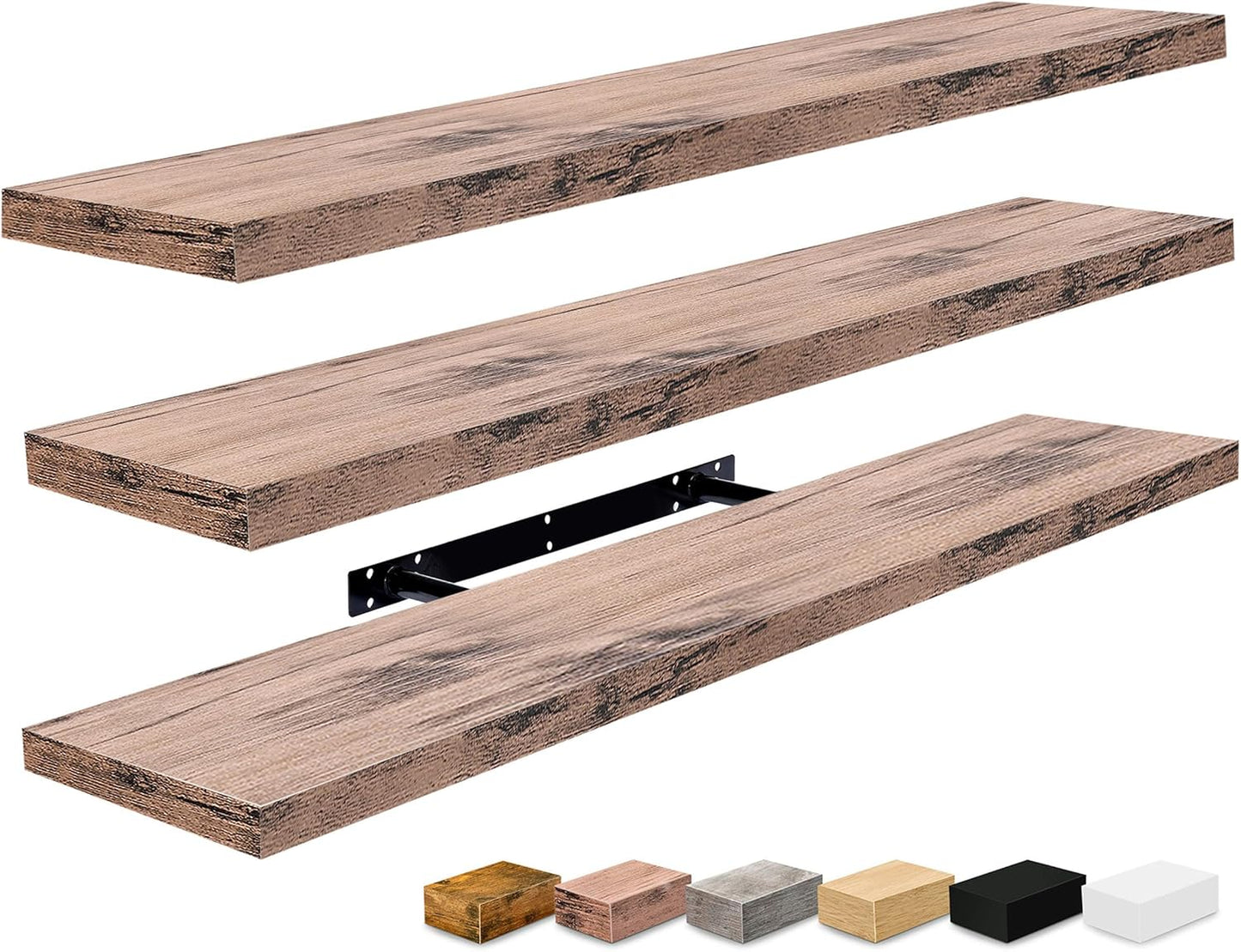 Sorbus Floating Shelves for Wall - 48 Inch Long Bathroom Shelves, Wall Decor for Bedroom, Kitchen, Living Room & Book Storage - Mounted Floating Shelf with Invisible Brackets (Maple Wood, 2 Pack)