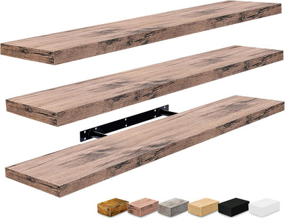 Sorbus Floating Shelves for Wall - 48 Inch Long Bathroom Shelves, Wall Decor for Bedroom, Kitchen, Living Room & Book Storage - Mounted Floating Shelf with Invisible Brackets (Maple Wood, 2 Pack)