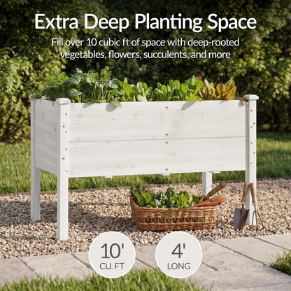 Best Choice Products 72x24x30in Raised Garden Bed, Elevated Wood Planter Box Stand for Backyard, Patio, Balcony w/Divider Panel, 6 Legs, 300lb Capacity - Natural
