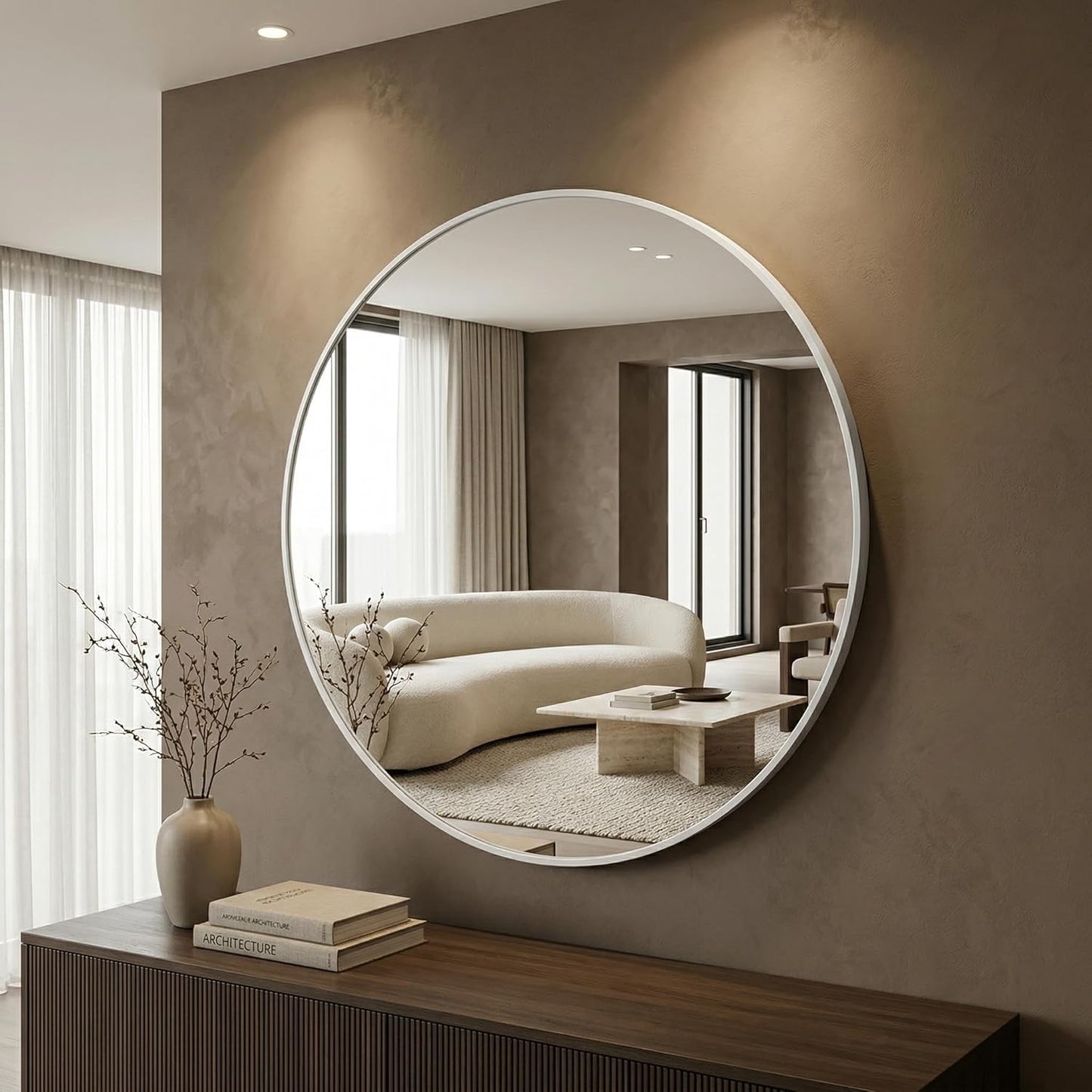 HARRITPURE Round Mirror 30 Black Wall Mounted Circle Mirrors Vanity Mirror with Brushed Aluminum Alloy Frame Modern Decoration for Bathroom, Living Room, Vanity, Bedroom, Entryway