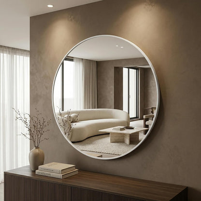 HARRITPURE Round Mirror 30 Black Wall Mounted Circle Mirrors Vanity Mirror with Brushed Aluminum Alloy Frame Modern Decoration for Bathroom, Living Room, Vanity, Bedroom, Entryway