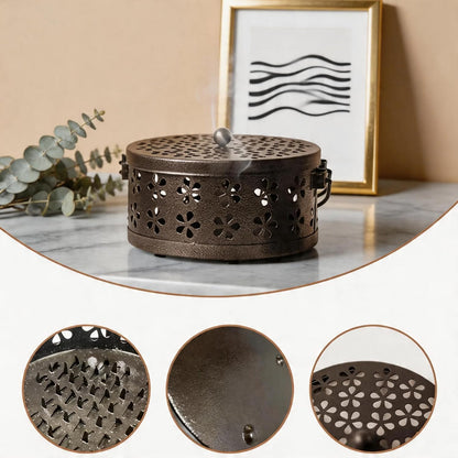 2-Pack Retro Bronze Mosquito Coil Holder, Outdoor Citronella Incense Sticks Burner, Metal Incense Holder with Handle