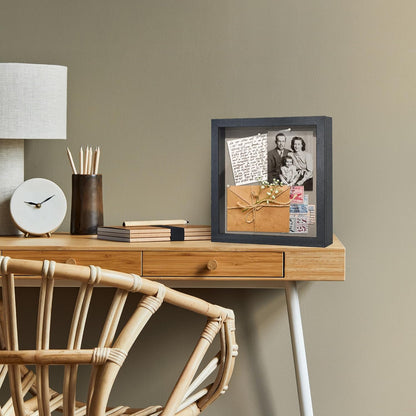 Americanflat Front Opening 11x14 Shadow Box Frame with Shatter-Resistant Glass - Silhouette Collection - Shadow Box Display Case for Tabletop and Wall Display - Black