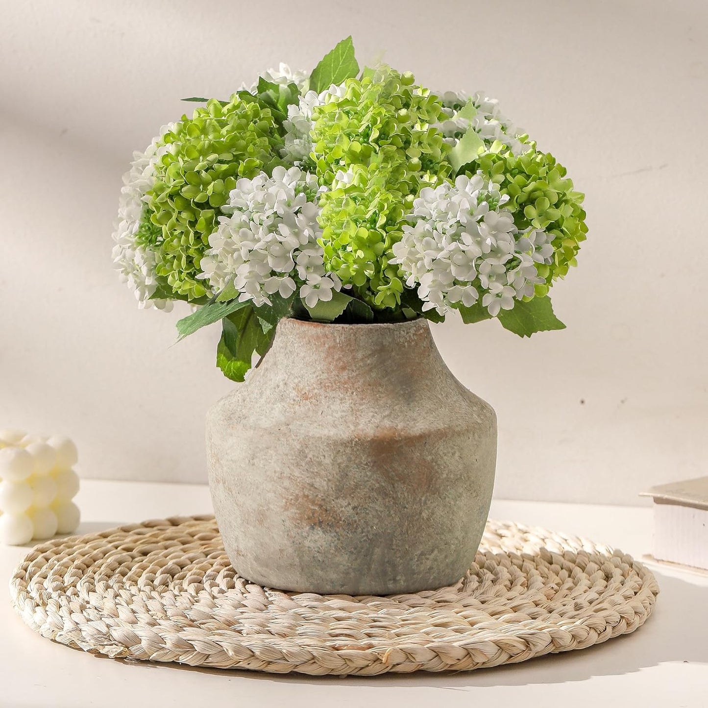 Mitt&Ditt Ceramic Flower Vase with Handles, 11 inch Tall Vase for Centerpieces, Large Decorative Terracotta Vases, Farmhouse Rustic Vases for Home Decor, Living Room, Table, Neutral