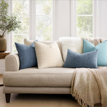 MIULEE Olive Green Couch Pillow Covers 18x18 Inch, Set of 2 Soft Chenille Decorative Square Throw Pillow Covers Farmhouse for Sofa Living Room Bed