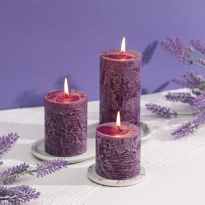 3x6 Inch Sage Green Pillar Candles Set of 3 - Unscented Spring, Long Clean Burning, Large Smokeless Dripless for Home Decor, Dinner Table, Bathroom, Rustic Decor