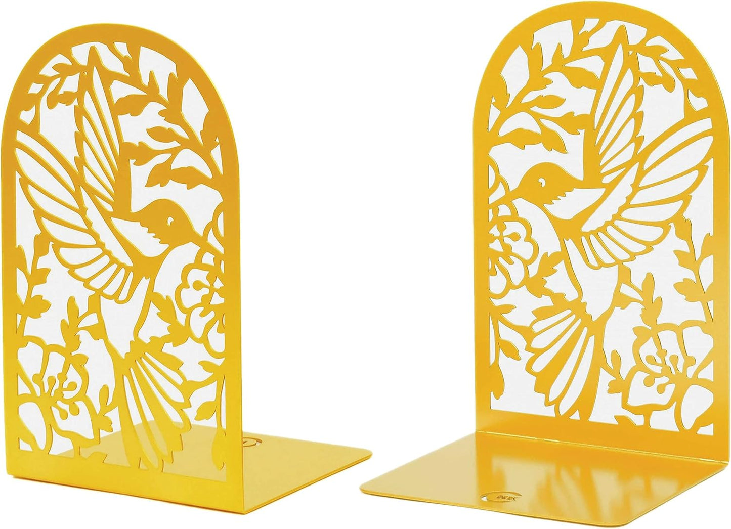 CNK Premium BookEnds - Heavy Duty Metal Book Stoppers for Home Office, Decorative Book Shelf Holders (Hummingbird Black)