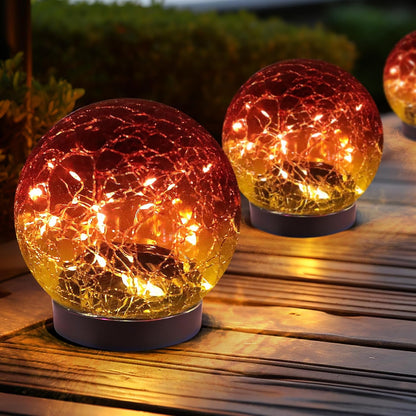 JKIMK Solar Globe Lights Outdoor Waterproof - Cracked Glass Ball Lights for Garden, Patio, Yard, Lawn and Backyard Decor - Solar Orbs for Outside Decorations