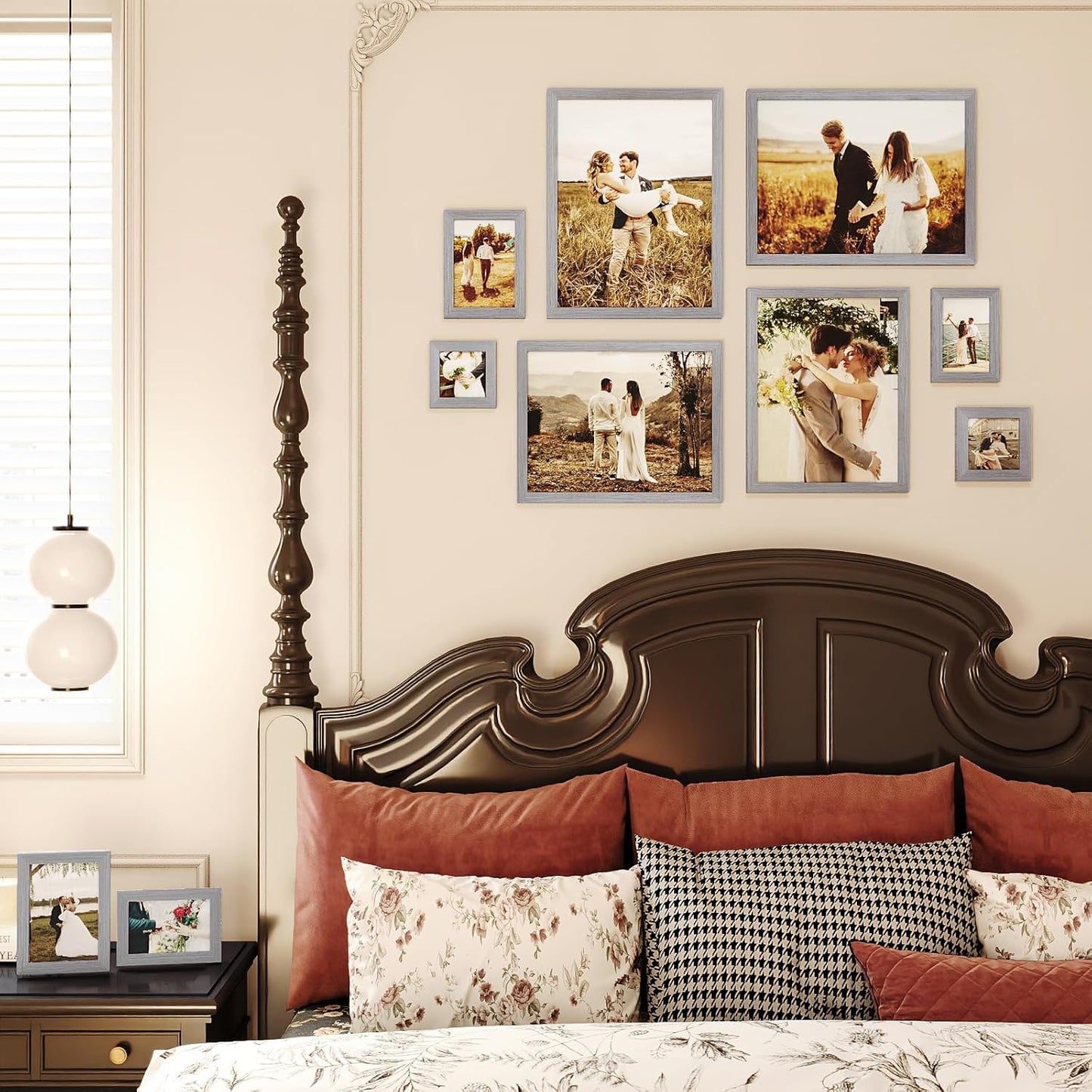 Egofine Picture Frame Set 12 Pack, Picture Frames Collage Wall Decor with Two 11x14, Two 8x10, Four 5x7, Four 4x6 for Wall and Tabletop, Made of Solid Wood, Covered by Plexiglass, Natural Wood