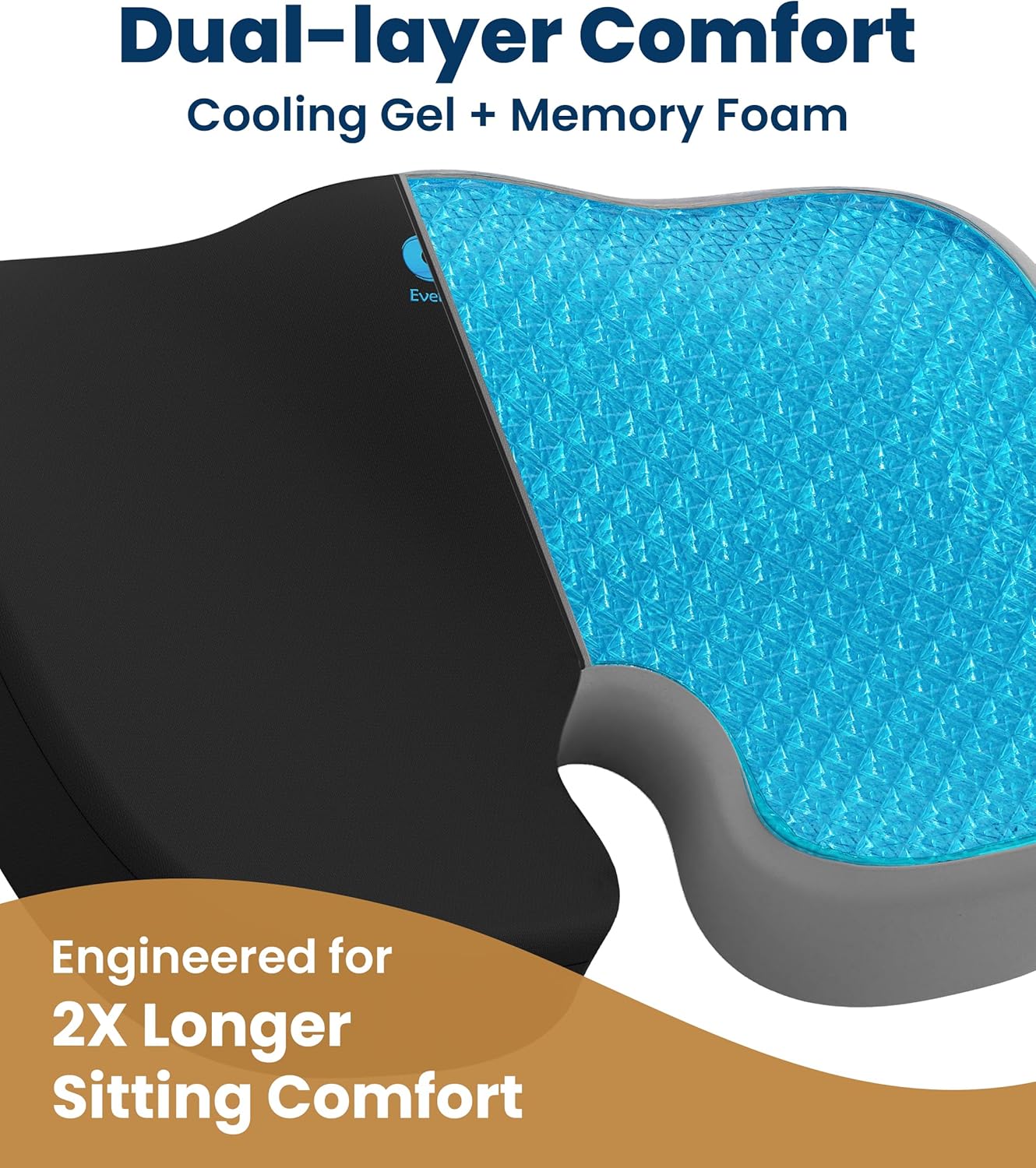 Everlasting Comfort Doctor Recommended Memory Foam Seat Cushion for Office Chairs & Car - Ergonomic Office Desk Accessories - Cushions for Tailbone Pain Relief, Sciatica (Black, Large)
