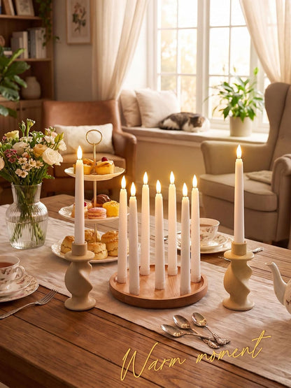 Treela 24 Pcs Flameless Taper Candles Battery Operated Bulk Fake Candles Light LED Candle Sticks Flickering Tapered for Easter Wedding Anniversary Decoration(Basic,11 Inch,Ivory)