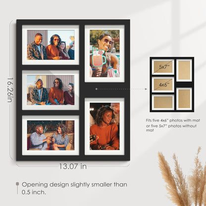 DUENPY 14x26 Collage Picture Frame 4x6 Collage Picture Frame Displays Twelve 4x6 inch Photos Available Horizontal Wall Mounting Display and Vertical Black - Colors B