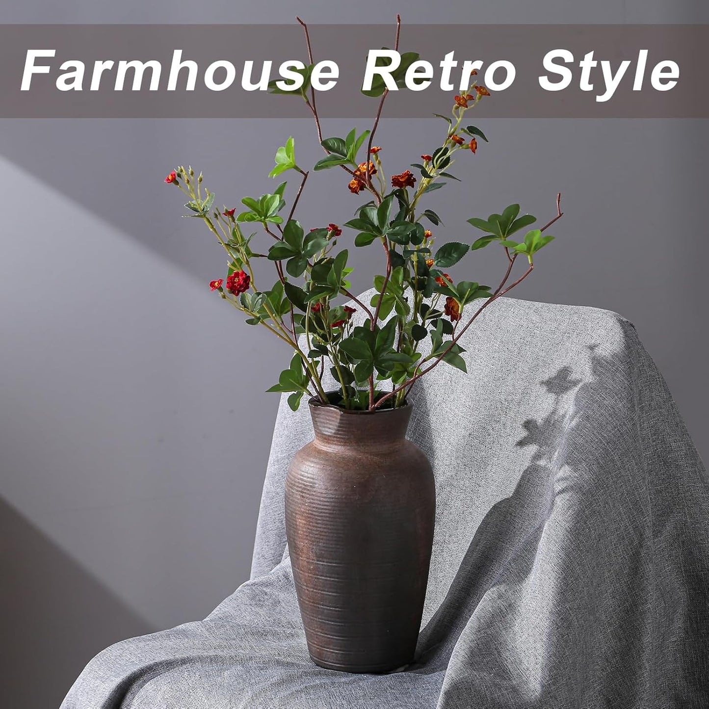 Rustic Vases for Home Decor. Ceramic Vase for Dining Table Decor. Terracotta Decorative Vase 6.1IN. ZSHLXM