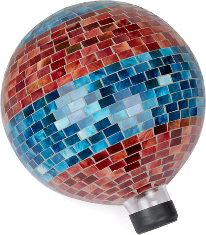 Alpine Corporation 10" Diameter Indoor/Outdoor Glass Mosaic Gazing Globe Yard Decoration, Purple Pearlized Petals Design