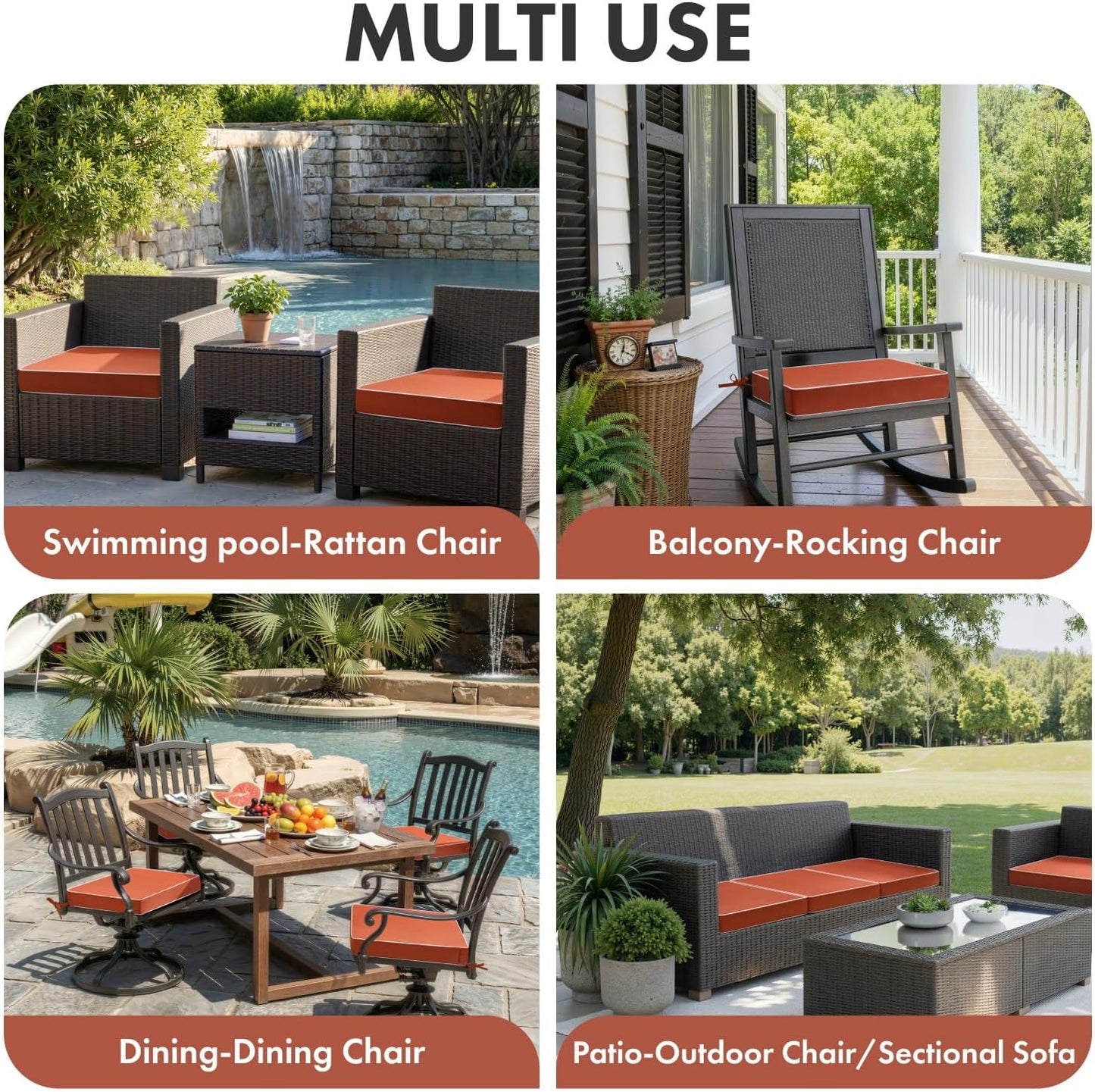 MIULEE Beige Outdoor Bench Cushion Set of 1, 48x18x3 Inch Waterproof Patio Seat Cushions for Swing and Outdoor Furniture Couch Sofa, 3 Year Color Fastness High Density Foam with Adjustable Ties