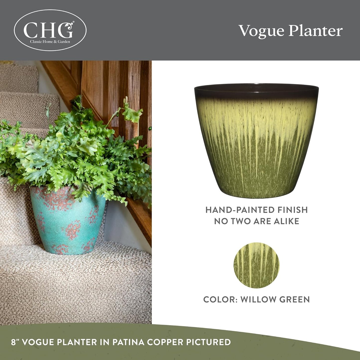 Classic Home and Garden Premiere Collection Planter, Vogue 8", Indigo