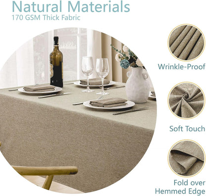 Veblandy Rectangle Tablecloth Waterproof Linen Textured Table Cloth Stain and Wrinkle Resistant Washable, Decorative Fabric Table Cover for Dining, Party and Camping (Sage Green, 52 * 70)
