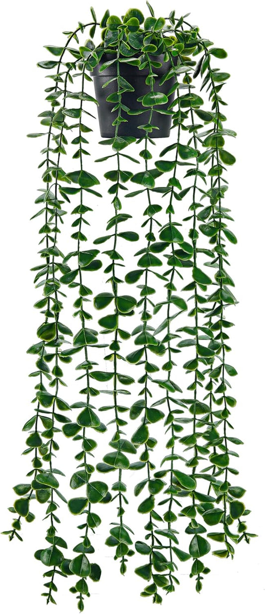 Der Rose 1Pcs 34'' Fake Hanging Plants Artificial Potted Faux Hanging Plants Indoor Pothos Vines for Home Bathroom Bedroom Wall Shelf Decor