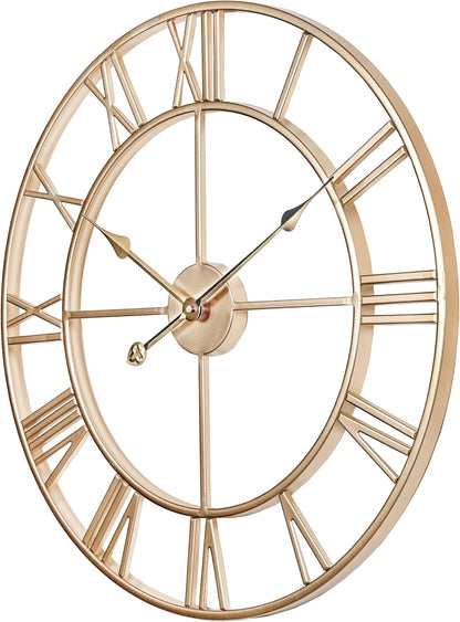 CLXEAST 30 Inch Large Wall Clock Modern, Oversized Roman Numeral Decorative Black Metal Wall Clock for Living Room Decor,House Warming Gifts New Home