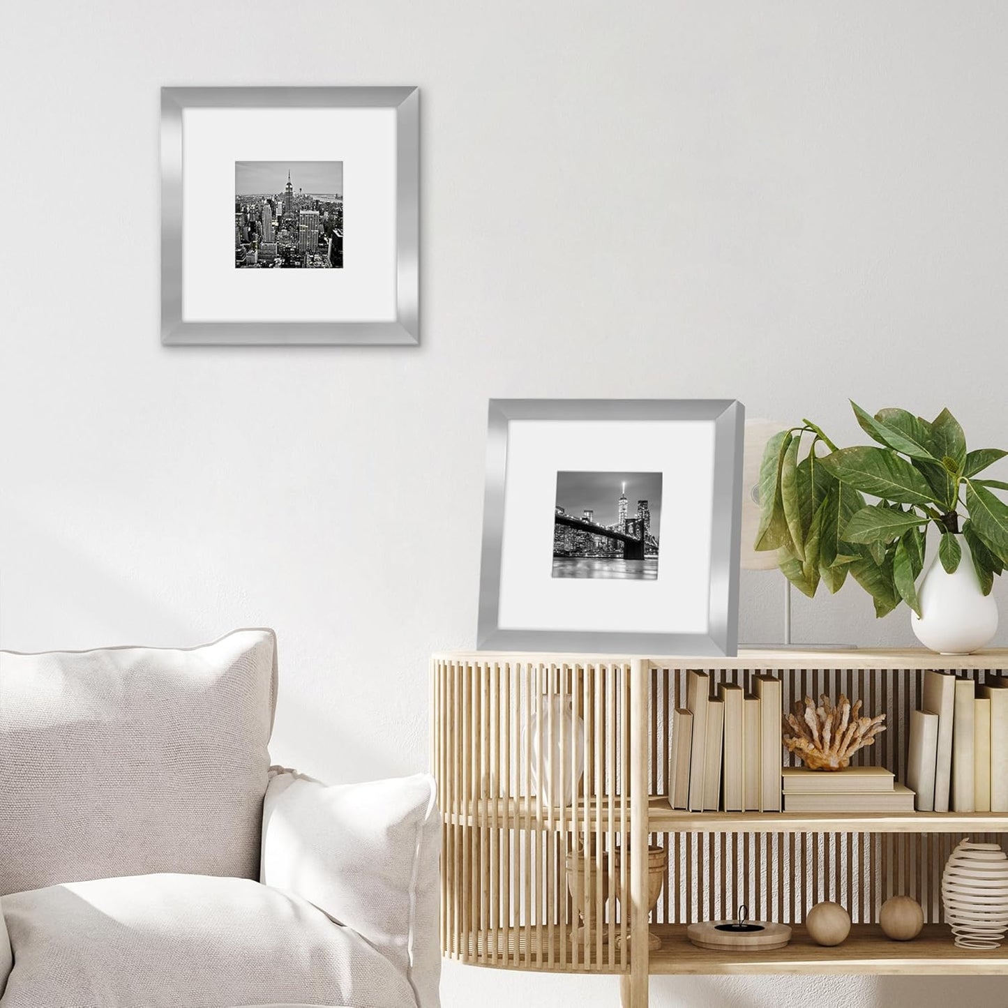 Americanflat 8x10 Picture Frame with Shatter-Resistant Glass - Use as 5x7 Frame with Mat or Display 8x10 Photo Without Mat - Signature Collection - Picture Frames for Tabletop and Wall Display - Black