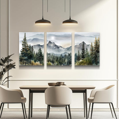 MHARTK66 Wall Art for Living Room Modern Wall Decor for Bedroom Office Decor Abstract Mountain Forest Landscapes Ink Painting 3 Piece Framed Canvas Art Prints Ready to Hang Wall Pictures Home Decor
