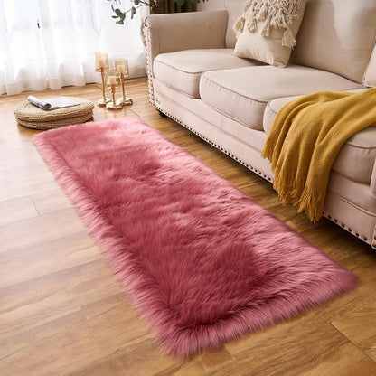 EasyJoy Ultra Soft Fluffy/Fuzzy Shaggy Area Rug Faux Fur Chair Cover Seat Pad for Bedroom Floor Sofa Living Room (2 x 6 ft Sheepskin, Beige)