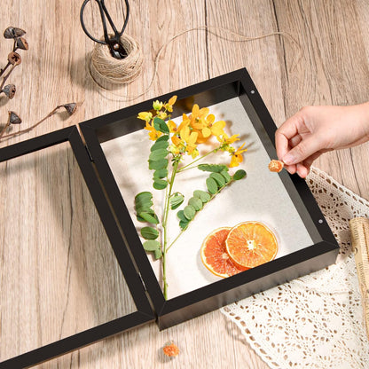 Califortree 8x10 Shadow Box Frame with Linen Back - Sturdy Rustic Memory Display Case of Flower, Pictures, Medals and More, White