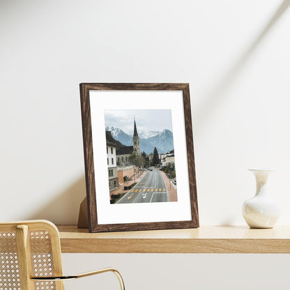Vittanly 8x10 Picture Frames Set of 9, Shatter Resistant Plexiglass, Display 5x7 Pictures with Mat or 8x10 without Mat, Photo Frames for Wall or Tabletop, Engineered Wood, Black - Colors A