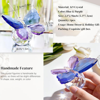 H&D HYALINE & DORA Crystal Cut Butterfly Animal Ornament Decoration for Office Table Home Bedroom