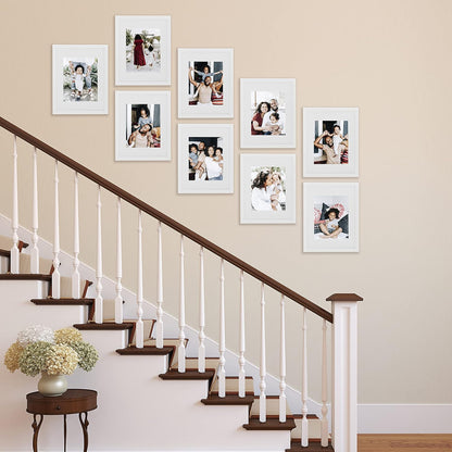 Sheffield Home 9 Piece Gallery Wall Frame Set, 11x14 in. matted to 8x10 in. (Matte Black)