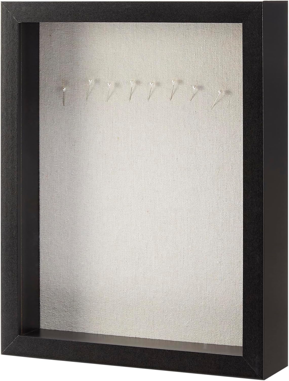Amazon Basics 8.5" x 11" Shadow Box Wood Rectangular Frame for Display Photos, Memorabilia, Black