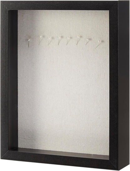 Amazon Basics 8.5" x 11" Shadow Box Wood Rectangular Frame for Display Photos, Memorabilia, Black