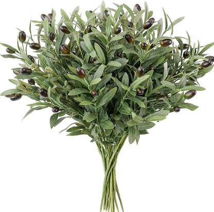 Leftover 6PCS 18Inch Faux Olive Branches for Vase,Artificial Olive Tree Branches,Fake Plants,Greenery Stems,Eucalyptus Stems,Green Leaves for Centerpieces Decoration,Home Decor,Coffee Table Decor