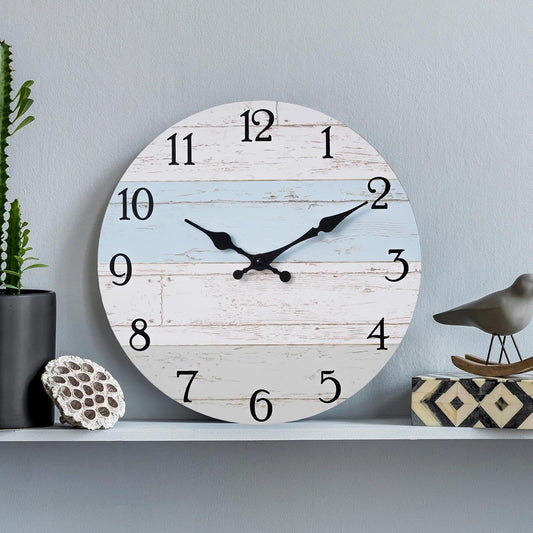 KECYET Wall Clock Battery Operated 8 Inch Silent Non Ticking Coastal Design Country Rustic Retro Decorative for Bathroom Kitchen Living Room Bedroom