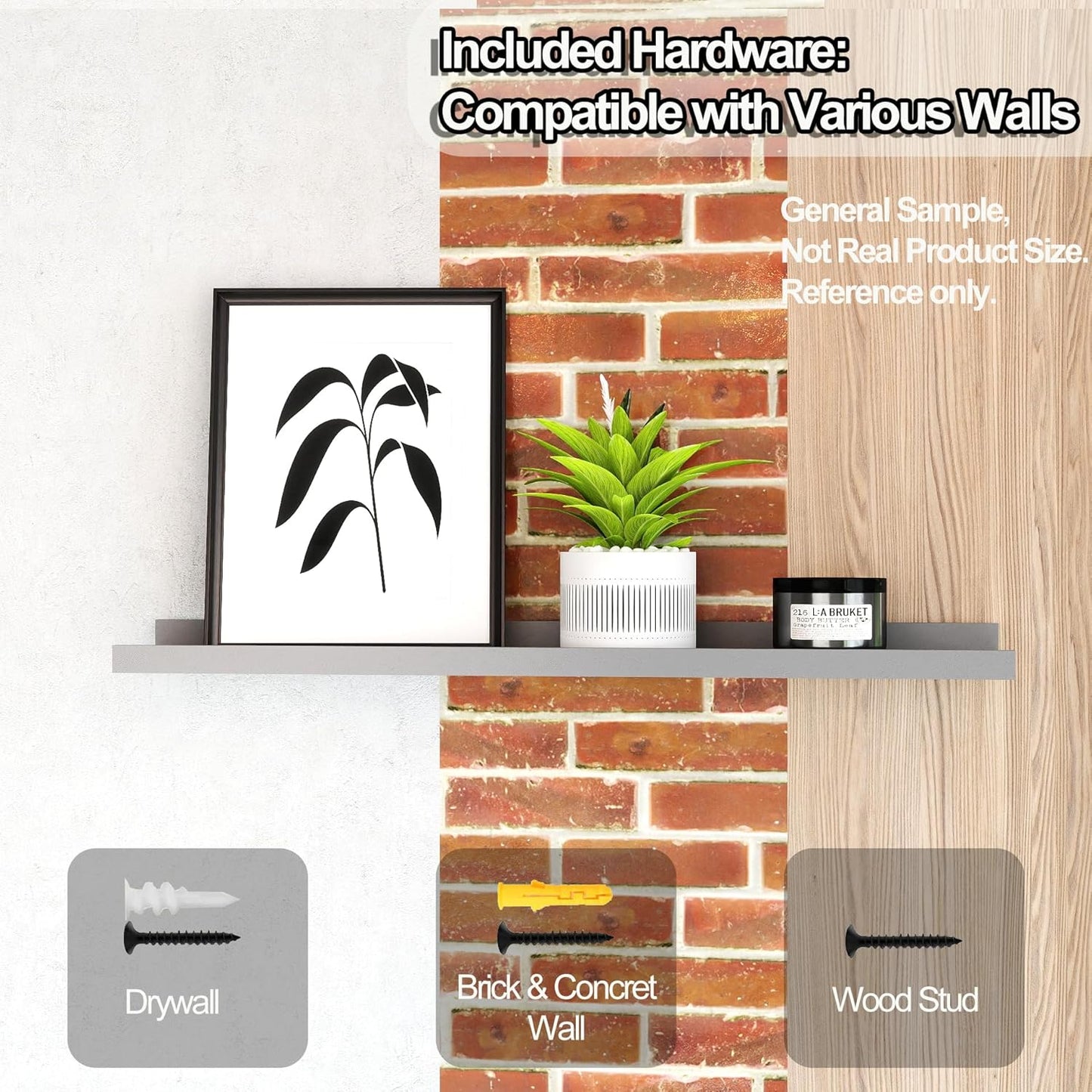 White Floating Shelves for Wall Decor, Wall Mounted Wood Storage Shelf for Bedroom, Living Room, Bathroom, Kitchen, Nursery, Display Picture Ledge Shelf with Lip Set of 2-14 Inches, White