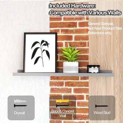 White Floating Shelves for Wall Decor, Wall Mounted Wood Storage Shelf for Bedroom, Living Room, Bathroom, Kitchen, Nursery, Display Picture Ledge Shelf with Lip Set of 2-14 Inches, White