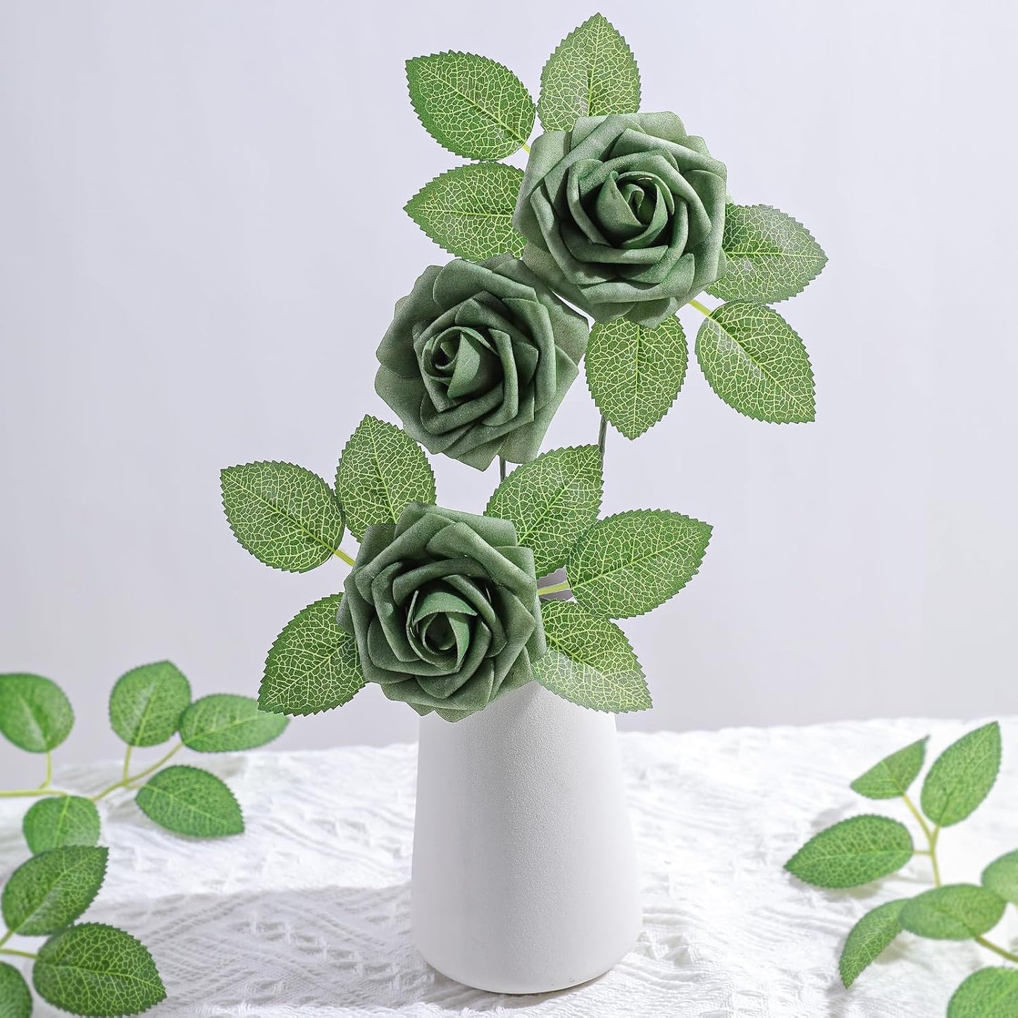 AmyHomie Artificial Flowers Dark Red Rose 25pcs Real Looking Fake Roses w/Stem for DIY Wedding Bouquets Centerpieces Arrangements Party Baby Shower Mothers Day Christmas Tree Decorations