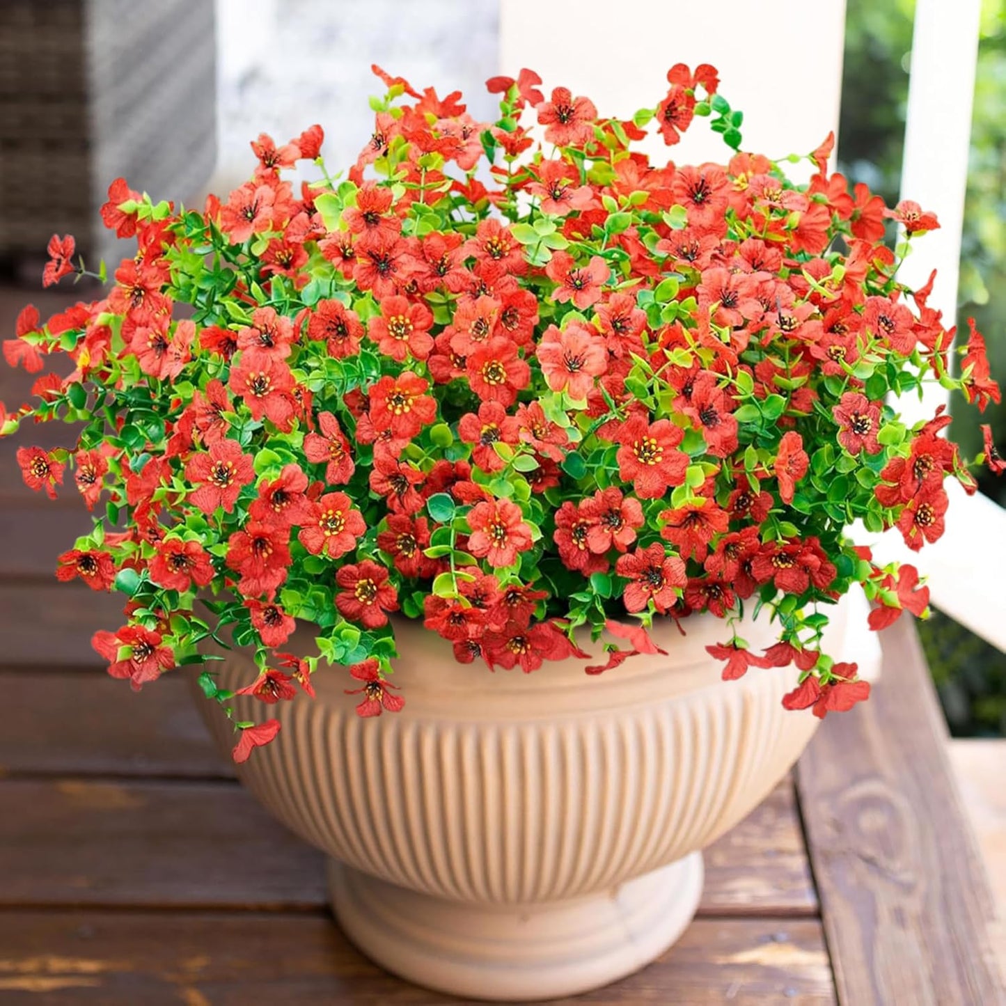 HyeFlora Artificial Flowers for Outdoor Indoor Garden Home Decoration, Faux Flower Daisy with Eucalyptus Leaves Fake Plants Greenery Boxwood Porch Patio, 12 Bundles (Mix Pink Red Purple Yellow)