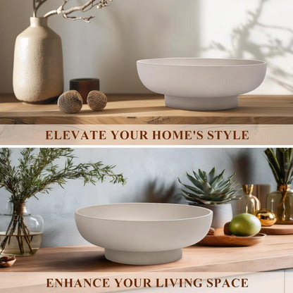 YMXYJM Large Decorative Bowl, Modern Handicraft Resin Bowls for Home Decor, Decorative Fruit Bowl for Kitchen Counter, Stylish Key Bowl for Entry Table, Artificial Stone Resin Beige
