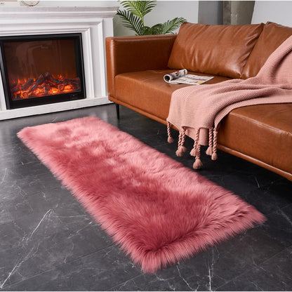 EasyJoy Ultra Soft Fluffy/Fuzzy Shaggy Area Rug Faux Fur Chair Cover Seat Pad for Bedroom Floor Sofa Living Room (2 x 6 ft Sheepskin, Beige)