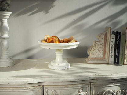 Rustic White Wood Pedestal Tray Stand for Table Decoration,Round Distressed Finished Cake Stand Dessert Table Display,Farmhouse Cake Stand Candle Holder Perfect for Weddings,Birthdays
