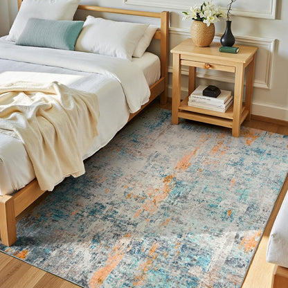 Ompaa 2x6 Rug Runners for Hallways Kitchen Runner Rug Non Slip Washable Grey Long Runner Rugs with Rubber Backing Soft Abstract Carpet Runner for Hallways, Kitchen, Bedroom, Bathroom, Entryway - Colors A