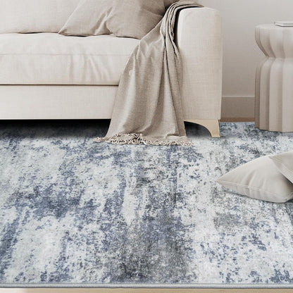 8x10 Area Rugs for Living Room Rug Washable: Abstract Large Rug for Dining Room Bedroom Carpet Non Slip 8 by 10 Indoor Modern Nursery Home Office Blue Grey