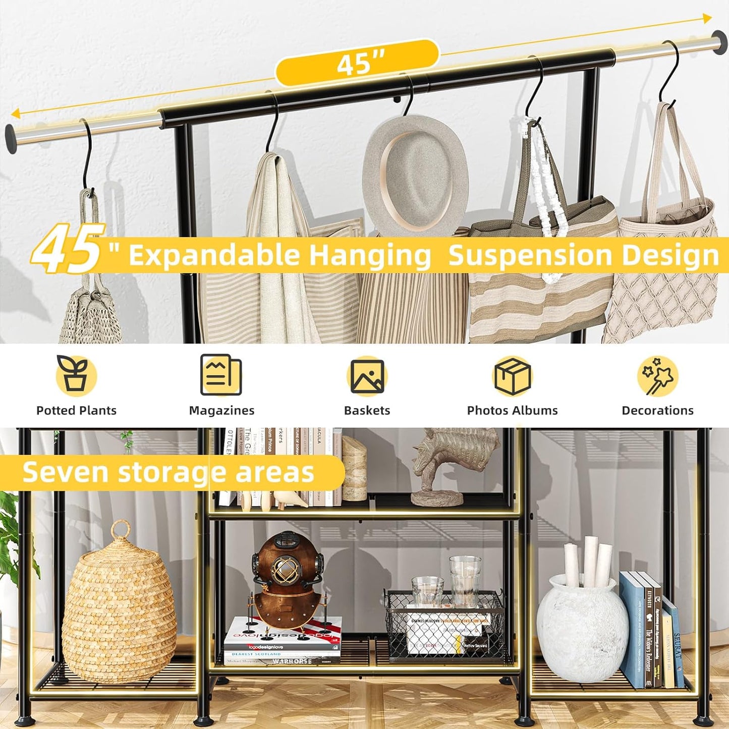 Simple Trending Plant Stand Indoor Outdoor, Heavy Duty Metal 3 Tiered Hanging Plant Shelf for Multiple Flower Planter Holder Tall Large Rack for Living Room Garden Balcony, Black
