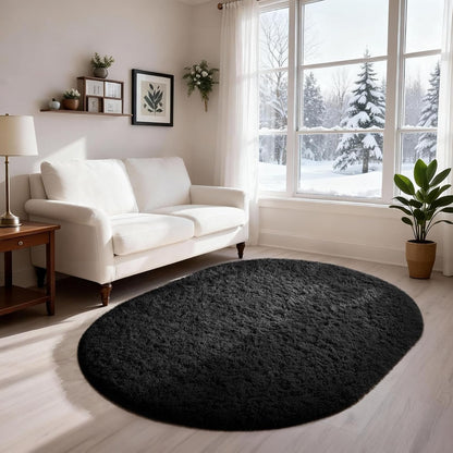 Ophanie Round Rugs 5Ft Ivory Circle Area Rug, Nursery Room Decor, Christmas Aesthetic Bedroom Home Circular Carpet 5 Foot, Fluffy Fuzzy Shag Plush Cream Living Room Rugs for Kids Boys Girls Teen Baby