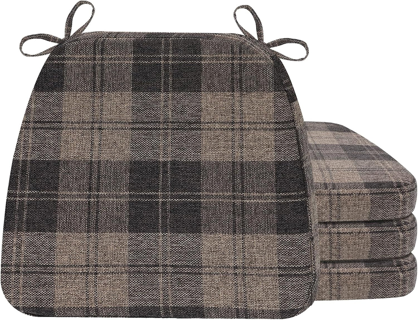 AAAAAcessories D-Shaped Chair Cushions, 2" Thick Dining Chair Pads with Ties and Removable, Machine-Washable Cover, 17" x 16", Set of 4, Oatmeal Beige - Colors B