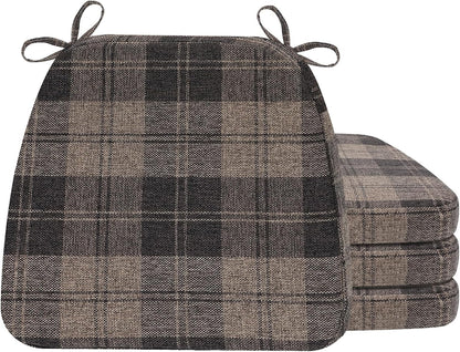 AAAAAcessories D-Shaped Chair Cushions, 2" Thick Dining Chair Pads with Ties and Removable, Machine-Washable Cover, 17" x 16", Set of 4, Oatmeal Beige - Colors B