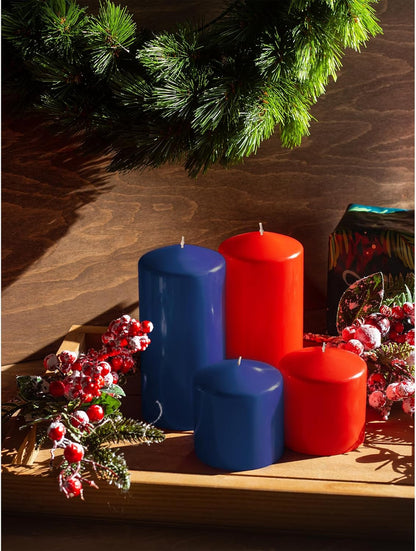 CANDWAX 3x4 inch Pillar Candles Set of 3 – Unscented Dripless Rustic Dark Blue Candles for Room Decor, Weddings, Centerpieces